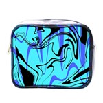 Mint Background Swirl Blue Black Mini Toiletries Bag (One Side) Front