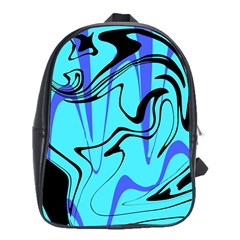 Mint Background Swirl Blue Black School Bag (xl)