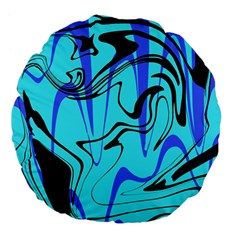 Mint Background Swirl Blue Black Large 18  Premium Flano Round Cushions