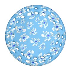 Flowers Pattern Print Floral Cute Round Filigree Ornament (two Sides)