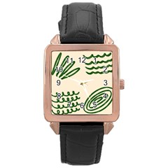 Elements Scribbles Wiggly Lines Rose Gold Leather Watch 