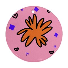 Doodle Flower Sparkles Orange Pink Ornament (round)