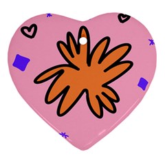 Doodle Flower Sparkles Orange Pink Ornament (heart)