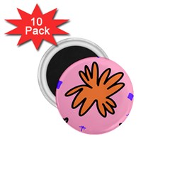 Doodle Flower Sparkles Orange Pink 1 75  Magnets (10 Pack) 