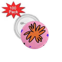 Doodle Flower Sparkles Orange Pink 1 75  Buttons (100 Pack) 