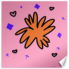 Doodle Flower Sparkles Orange Pink Canvas 16  X 16 
