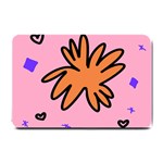 Doodle Flower Sparkles Orange Pink Small Doormat 24 x16  Door Mat
