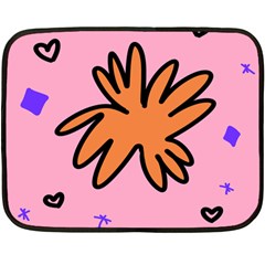 Doodle Flower Sparkles Orange Pink Two Sides Fleece Blanket (mini)