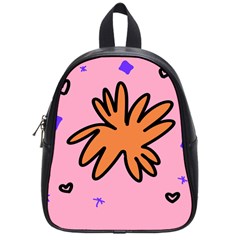 Doodle Flower Sparkles Orange Pink School Bag (small) by Cemarart