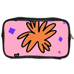 Doodle Flower Sparkles Orange Pink Toiletries Bag (two Sides)