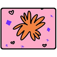 Doodle Flower Sparkles Orange Pink Fleece Blanket (large)