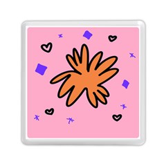 Doodle Flower Sparkles Orange Pink Memory Card Reader (square)