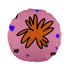 Doodle Flower Sparkles Orange Pink Standard 15  Premium Round Cushions