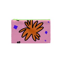 Doodle Flower Sparkles Orange Pink Cosmetic Bag (xs)