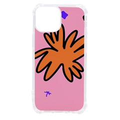 Doodle Flower Sparkles Orange Pink Iphone 13 Mini Tpu Uv Print Case by Cemarart