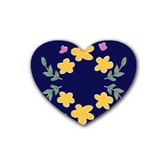 Doodle Flower Leaves Plant Design Rubber Coaster (heart)