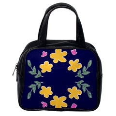 Doodle Flower Leaves Plant Design Classic Handbag (one Side)