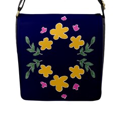 Doodle Flower Leaves Plant Design Flap Closure Messenger Bag (l)