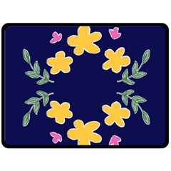 Doodle Flower Leaves Plant Design Two Sides Fleece Blanket (large)