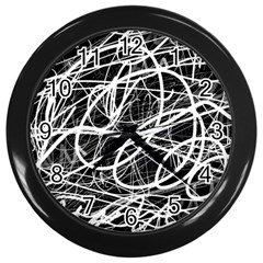 Flower Print Doodle Pattern Floral Wall Clock (black)