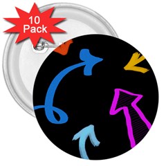 Colorful Arrows Kids Pointer 3  Buttons (10 Pack) 