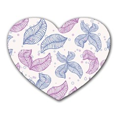 Boho Bohemian Leaves Branch Beige Heart Mousepad