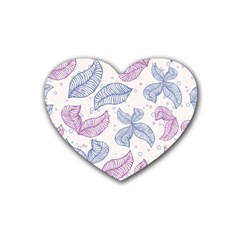 Boho Bohemian Leaves Branch Beige Rubber Coaster (heart)