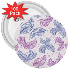 Leaves Line Art Background 3  Buttons (100 Pack) 