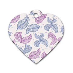 Leaves Line Art Background Dog Tag Heart (two Sides)