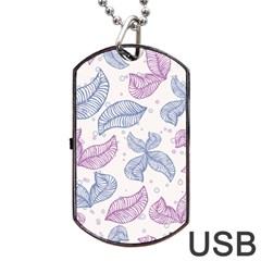 Leaves Line Art Background Dog Tag Usb Flash (two Sides)