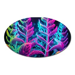 Spring Flower Neon Wallpaper Oval Magnet