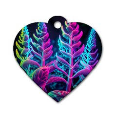 Spring Flower Neon Wallpaper Dog Tag Heart (two Sides)