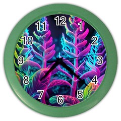 Spring Flower Neon Wallpaper Color Wall Clock