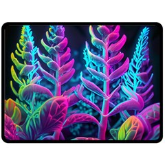 Spring Flower Neon Wallpaper Fleece Blanket (large)