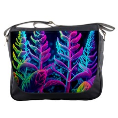 Spring Flower Neon Wallpaper Messenger Bag