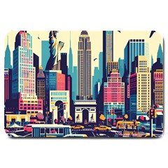 Skyscrapers City Usa Large Doormat by Cemarart