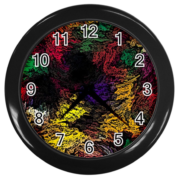 Floral Patter Flowers Floral Drawing Wall Clock (Black)