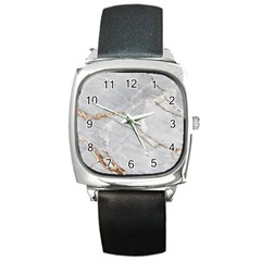 Gray Light Marble Stone Texture Background Square Metal Watch