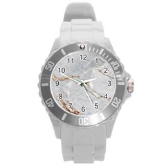 Gray Light Marble Stone Texture Background Round Plastic Sport Watch (l)