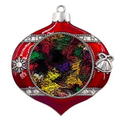 Abstract Painting Colorful Metal Snowflake And Bell Red Ornament by Cemarart