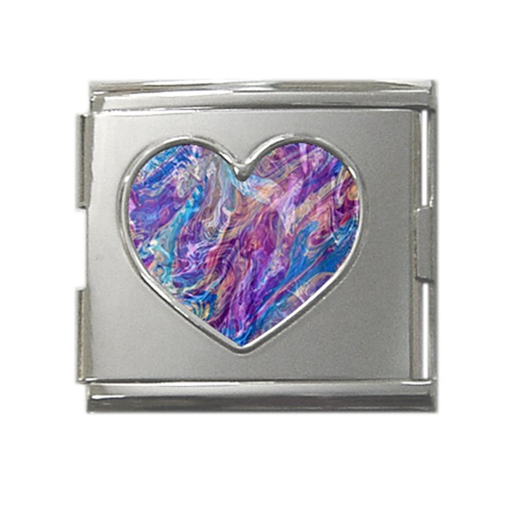 Amethyst flow Mega Link Heart Italian Charm (18mm)