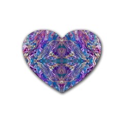 Cobalt Arabesque Rubber Heart Coaster (4 Pack)