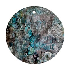 Mono Turquoise Blend Round Ornament (two Sides) by kaleidomarblingart