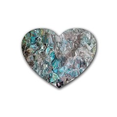 Mono Turquoise Blend Rubber Coaster (heart) by kaleidomarblingart