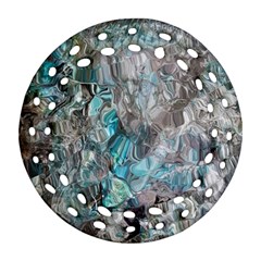 Mono Turquoise Blend Round Filigree Ornament (two Sides) by kaleidomarblingart
