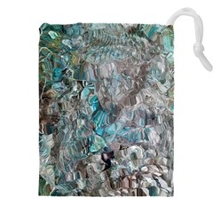 Mono Turquoise Blend Drawstring Pouch (4xl) by kaleidomarblingart