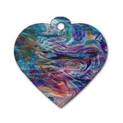 Abstarct Cobalt Waves Dog Tag Heart (one Side)