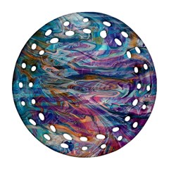 Abstarct Cobalt Waves Ornament (round Filigree) by kaleidomarblingart