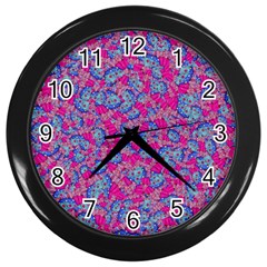 Colorful Cosutme Collage Motif Pattern Wall Clock (black) by dflcprintsclothing