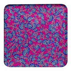 Colorful Cosutme Collage Motif Pattern Square Glass Fridge Magnet (4 Pack)